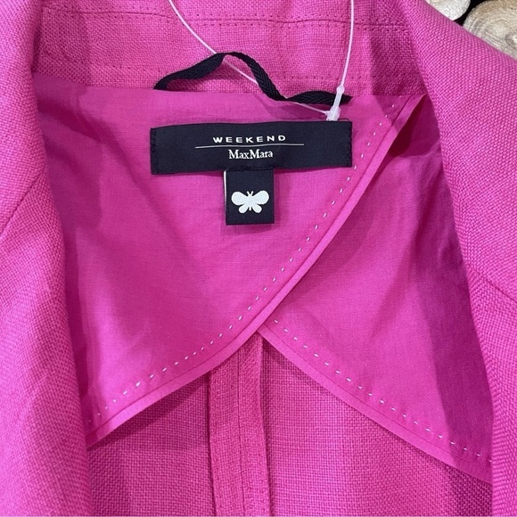 WEEKEND MAX MARA Nalut Linen Canvas Single Breast Blazer Size 16 Fuchsia $575 - Picture 11 of 16